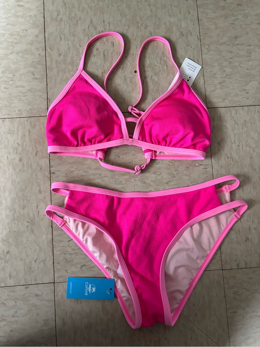 Cupshe Hot Pink Two-Piece Bikini Set